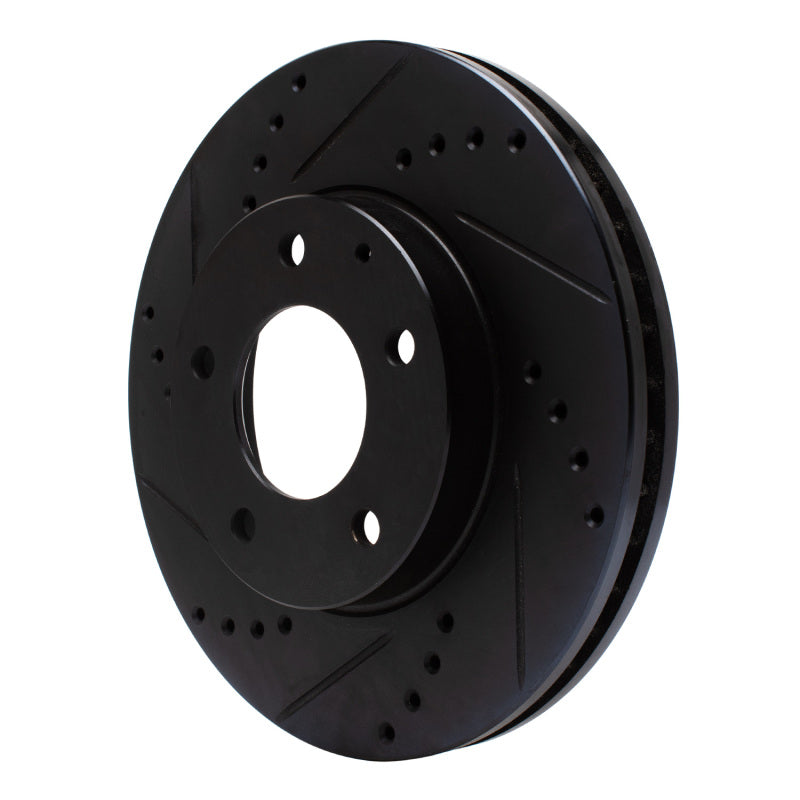 R1 95-06 Mazda Millenia Front Left Drilled & Slotted Black Brake Rotor-Brake Rotors - Slot & Drilled-Grocery Getter Performance