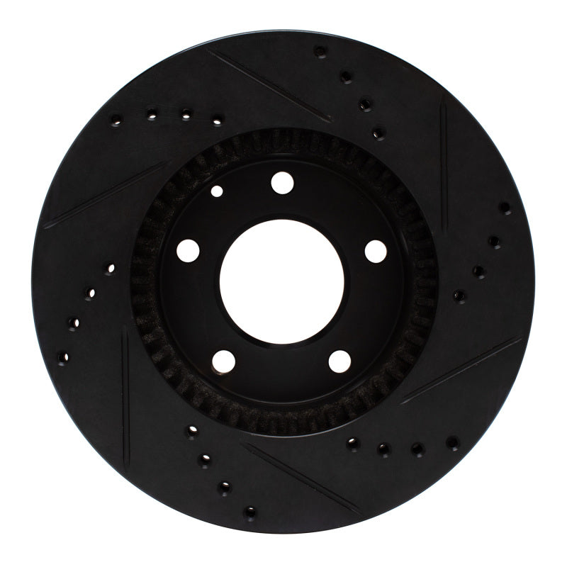 R1 95-06 Mazda Millenia Front Left Drilled & Slotted Black Brake Rotor-Brake Rotors - Slot & Drilled-Grocery Getter Performance