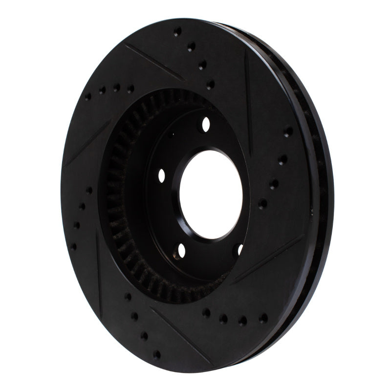 R1 95-06 Mazda Millenia Front Left Drilled & Slotted Black Brake Rotor-Brake Rotors - Slot & Drilled-Grocery Getter Performance