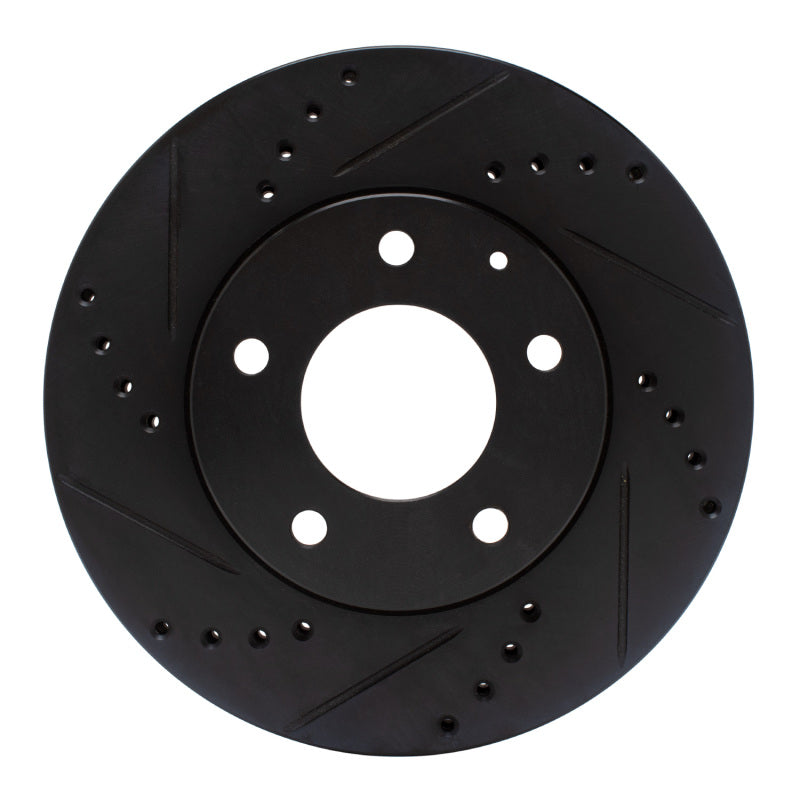 R1 95-06 Mazda Millenia Front Left Drilled & Slotted Black Brake Rotor-Brake Rotors - Slot & Drilled-Grocery Getter Performance