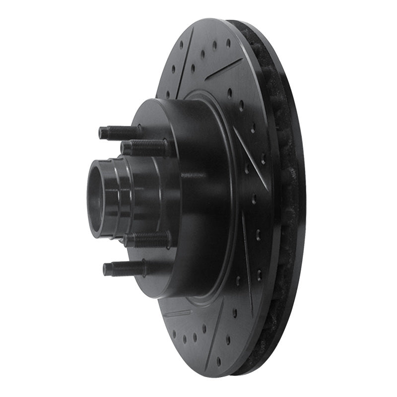 R1 95-11 Ford Explorer Front Left Drilled & Slotted Black Brake Rotor-Brake Rotors - Slot & Drilled-Grocery Getter Performance