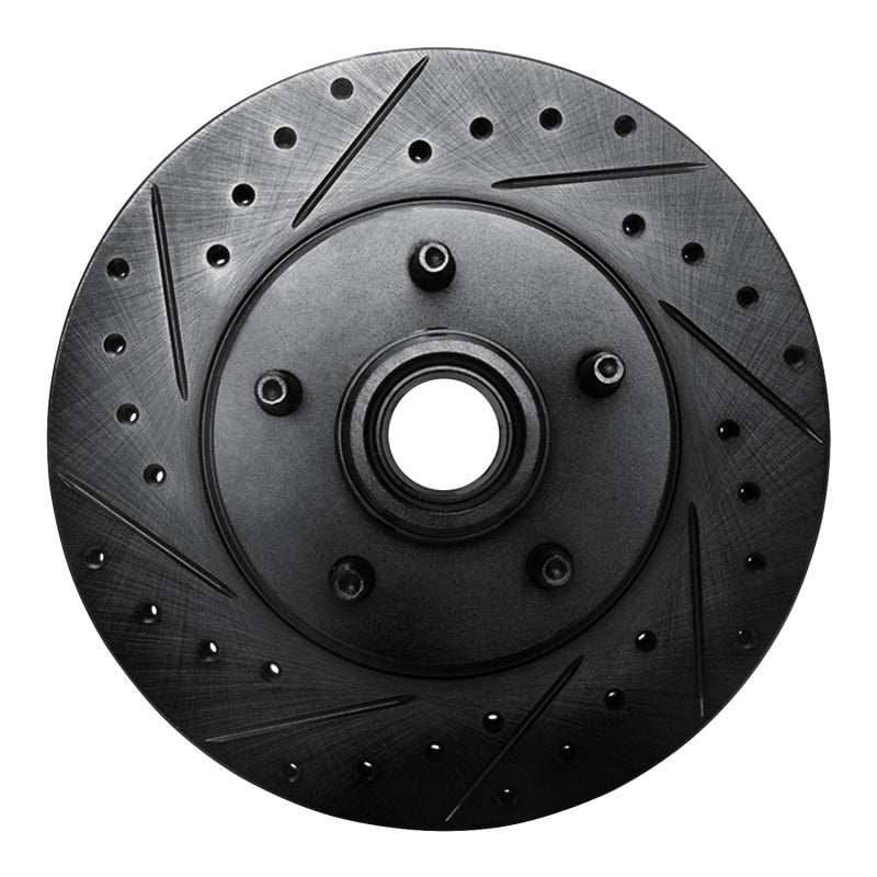 R1 95-11 Ford Explorer Front Left Drilled & Slotted Black Brake Rotor-Brake Rotors - Slot & Drilled-Grocery Getter Performance