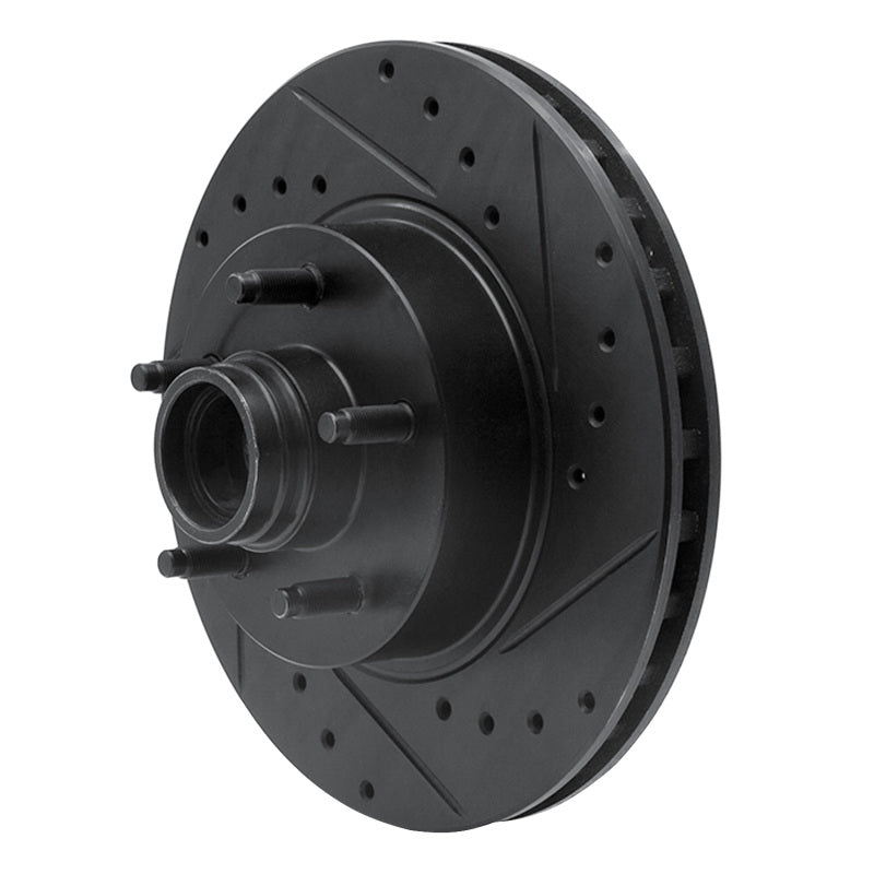 R1 95-11 Ford Explorer Front Right Drilled & Slotted Black Brake Rotor-Brake Rotors - Slot & Drilled-Grocery Getter Performance