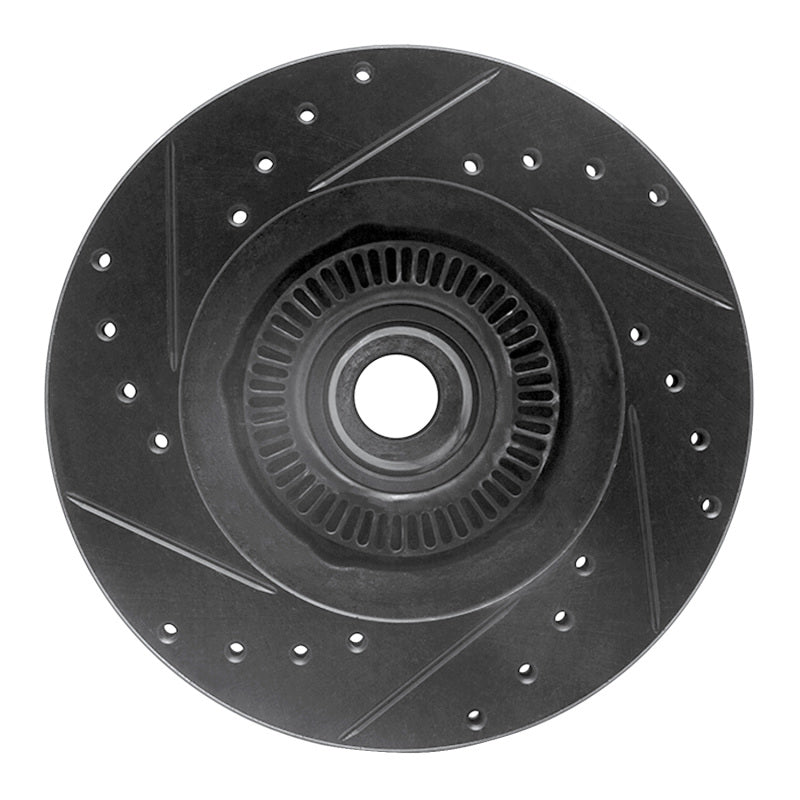 R1 95-11 Ford Explorer Front Right Drilled & Slotted Black Brake Rotor-Brake Rotors - Slot & Drilled-Grocery Getter Performance