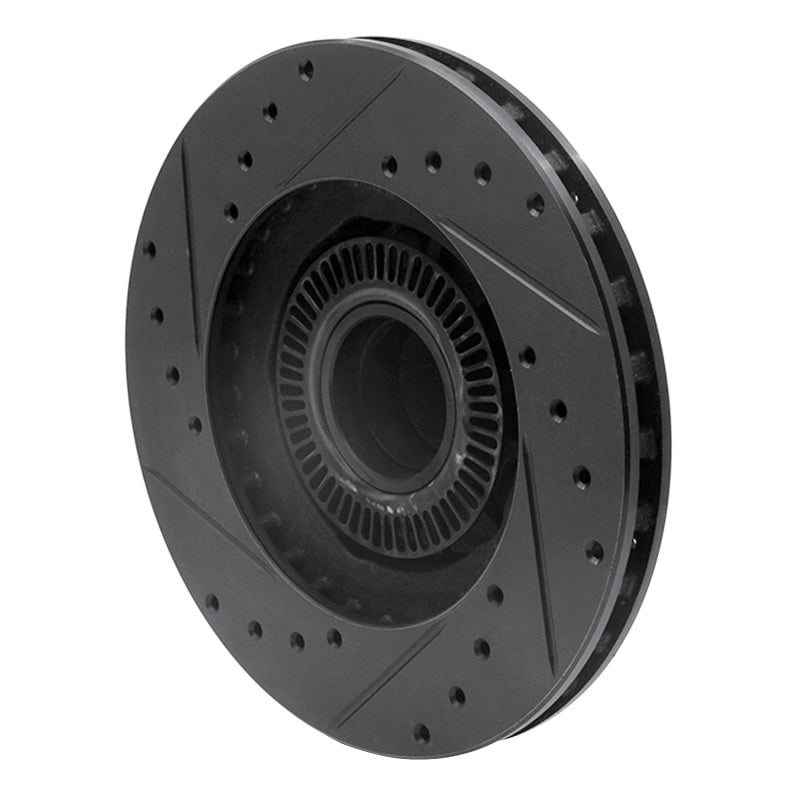 R1 95-11 Ford Explorer Front Right Drilled & Slotted Black Brake Rotor-Brake Rotors - Slot & Drilled-Grocery Getter Performance