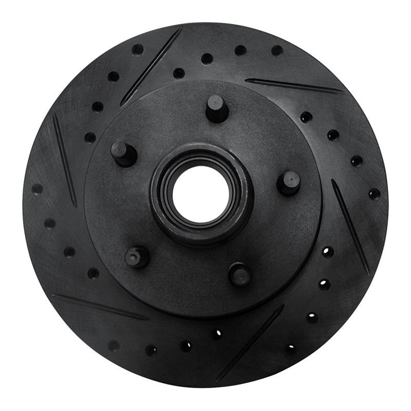 R1 95-97 Ford Ranger (USA/Canada) Front Left Drilled & Slotted Black Brake Rotor-Brake Rotors - Slot & Drilled-Grocery Getter Performance