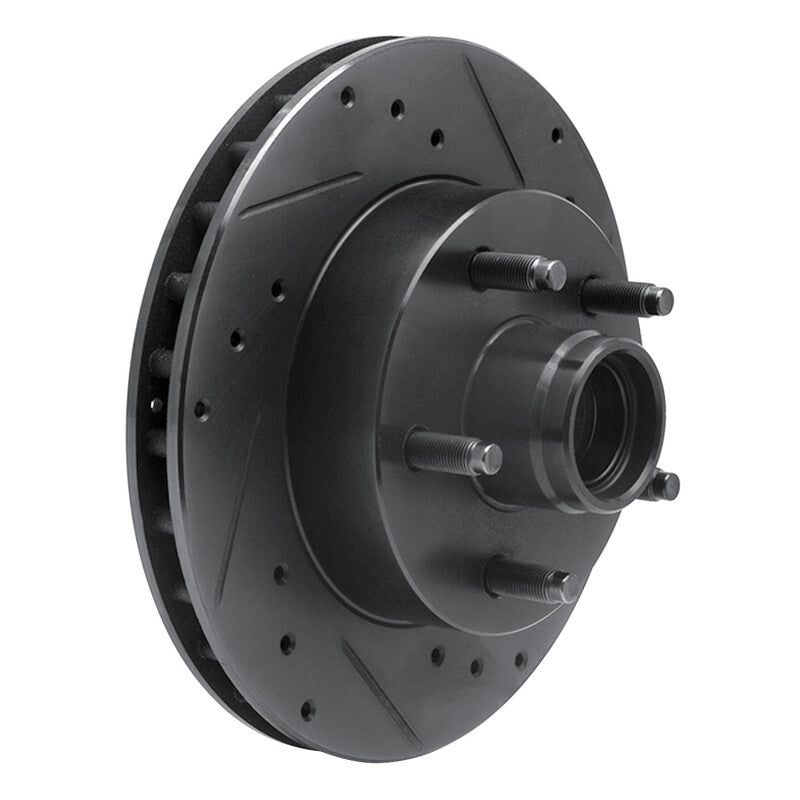 R1 95-97 Ford Ranger (USA/Canada) Front Right Drilled & Slotted Black Brake Rotor-Brake Rotors - Slot & Drilled-Grocery Getter Performance