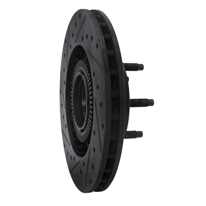 R1 95-97 Ford Ranger (USA/Canada) Front Right Drilled & Slotted Black Brake Rotor-Brake Rotors - Slot & Drilled-Grocery Getter Performance