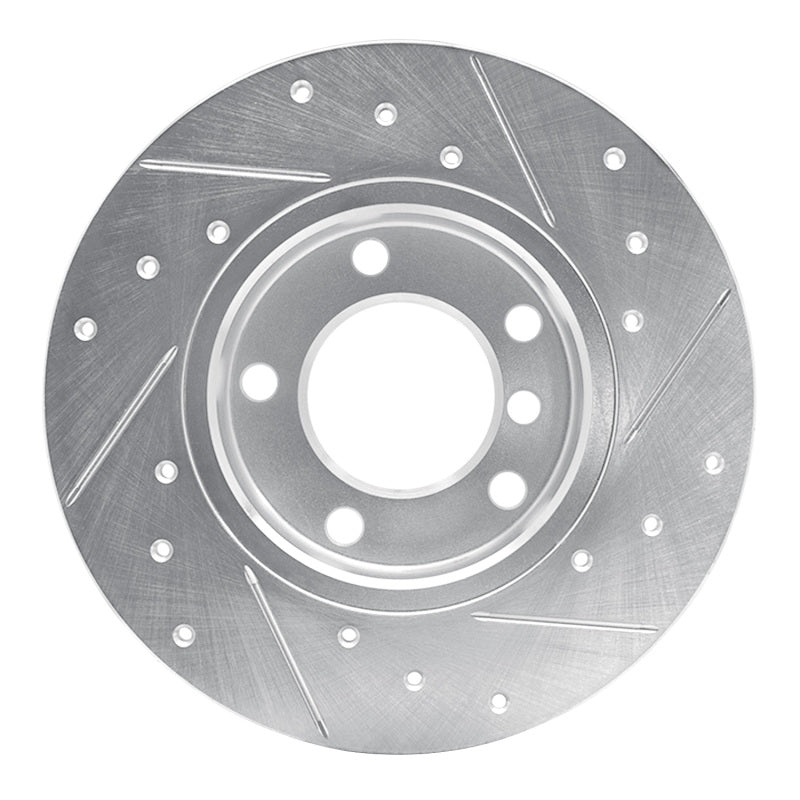 R1 95-98 BMW 318TI Front Left Drilled & Slotted Silver Brake Rotor-Brake Rotors - Slot & Drilled-Grocery Getter Performance