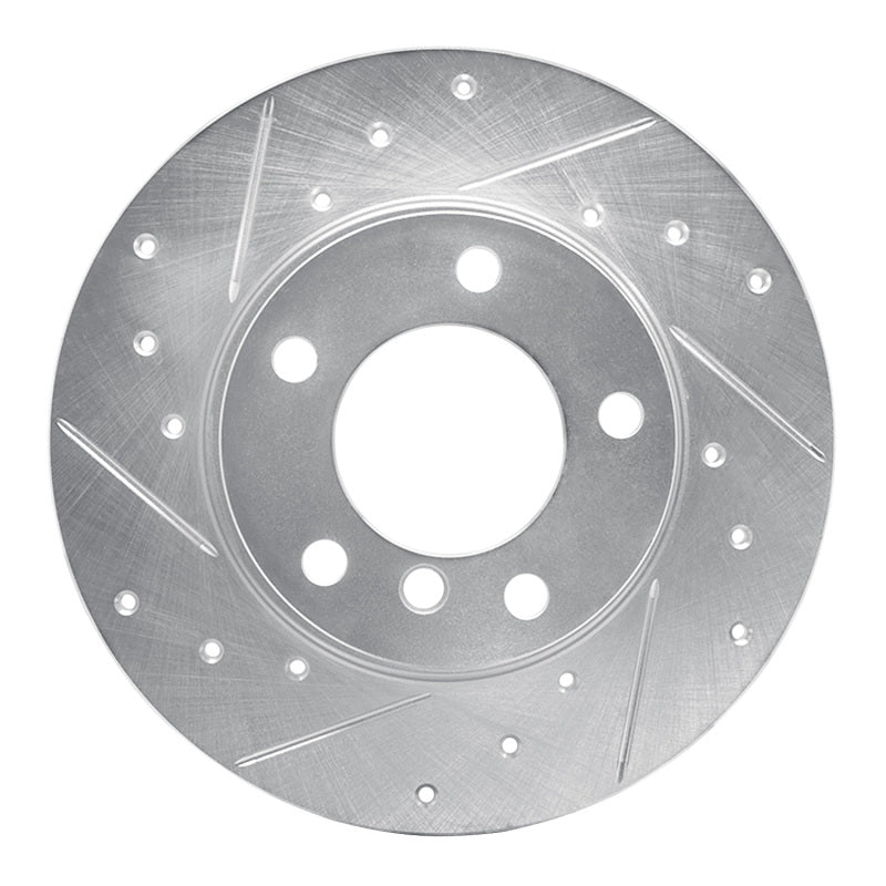 R1 95-98 BMW 318TI Front Left Drilled & Slotted Silver Brake Rotor-Brake Rotors - Slot & Drilled-Grocery Getter Performance