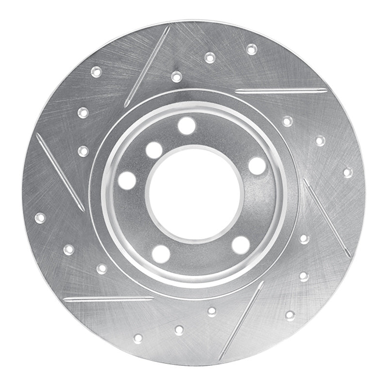 R1 95-98 BMW 318TI Front Right Drilled & Slotted Silver Brake Rotor-Brake Rotors - Slot & Drilled-Grocery Getter Performance