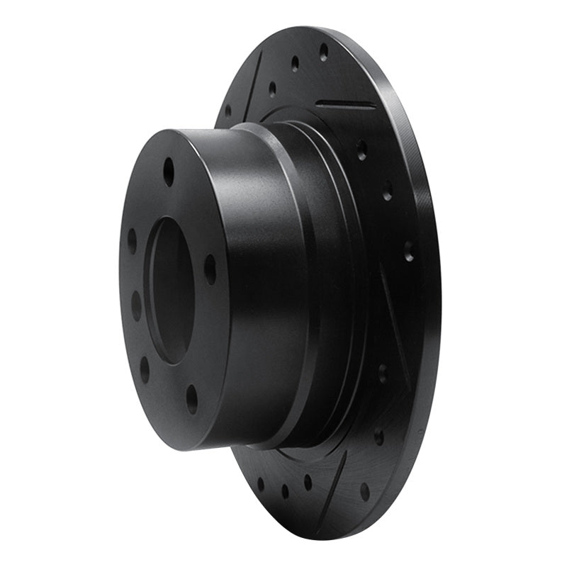 R1 95-99 BMW 318TI Rear Left Drilled & Slotted Black Brake Rotor-Brake Rotors - Slot & Drilled-Grocery Getter Performance