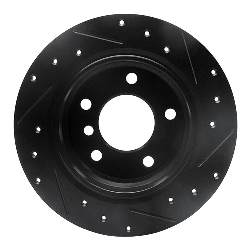 R1 95-99 BMW 318TI Rear Left Drilled & Slotted Black Brake Rotor-Brake Rotors - Slot & Drilled-Grocery Getter Performance