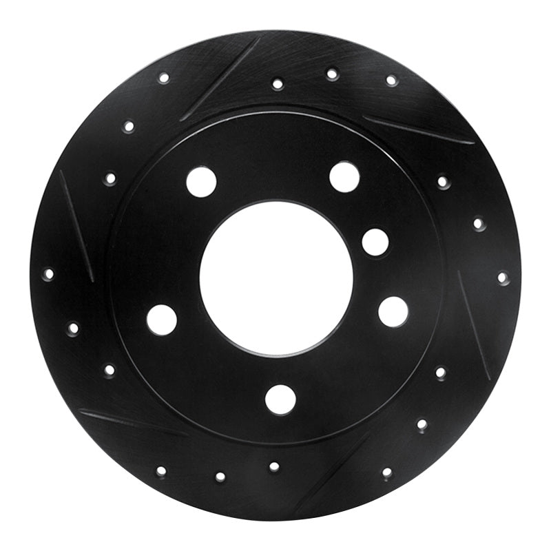 R1 95-99 BMW 318TI Rear Left Drilled & Slotted Black Brake Rotor-Brake Rotors - Slot & Drilled-Grocery Getter Performance