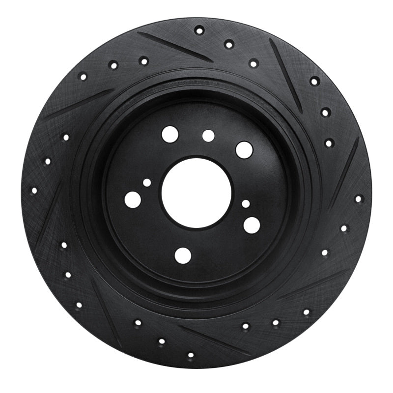 R1 95-99 Toyota AVALON Rear Left Drilled & Slotted Black Brake Rotor-Brake Rotors - Slot & Drilled-Grocery Getter Performance