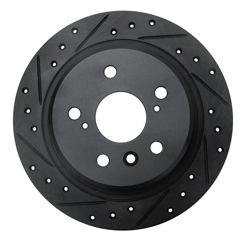 R1 95-99 Toyota AVALON Rear Left Drilled & Slotted Black Brake Rotor-Brake Rotors - Slot & Drilled-Grocery Getter Performance