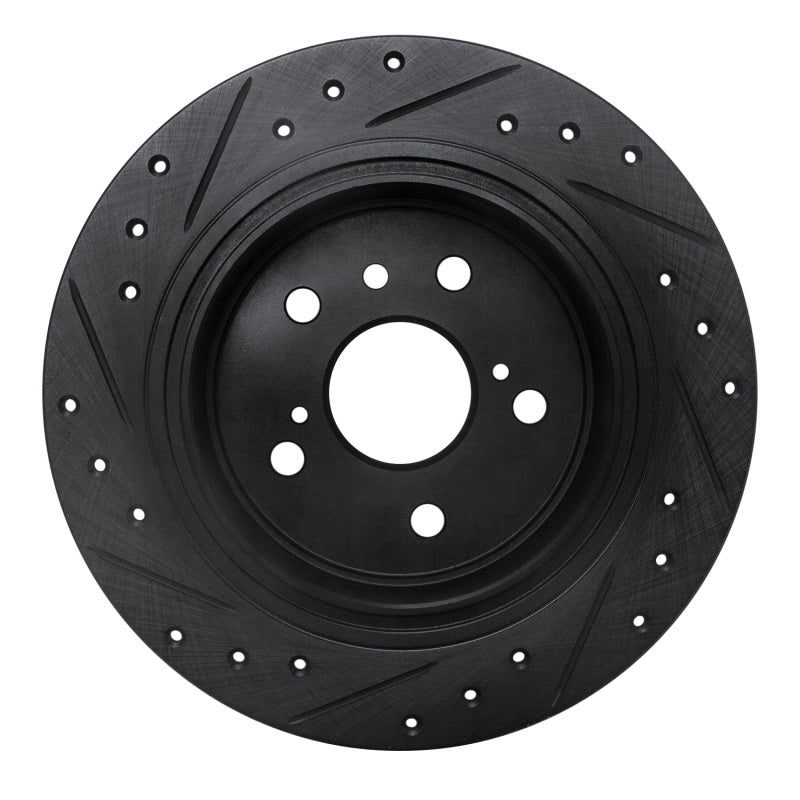 R1 95-99 Toyota AVALON Rear Right Drilled & Slotted Black Brake Rotor-Brake Rotors - Slot & Drilled-Grocery Getter Performance