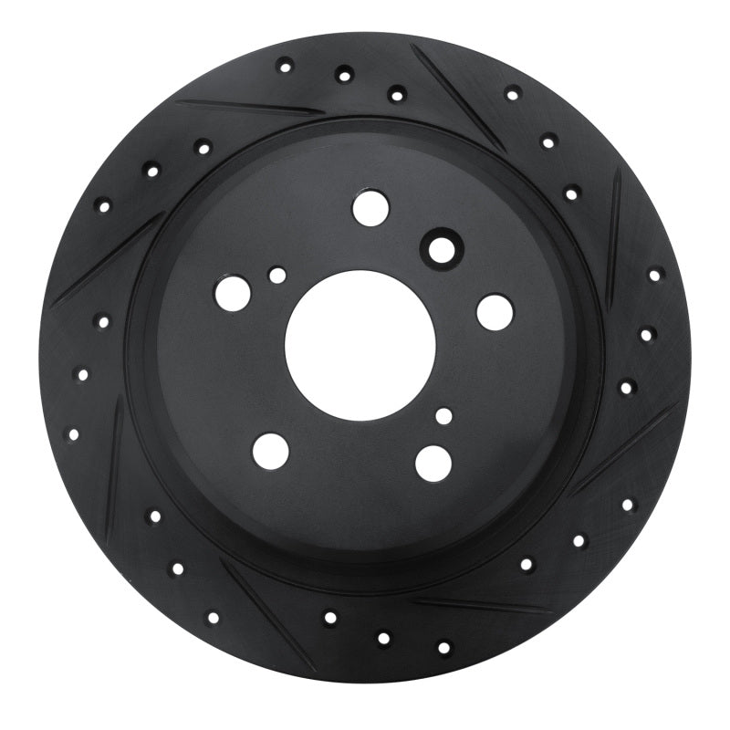 R1 95-99 Toyota AVALON Rear Right Drilled & Slotted Black Brake Rotor-Brake Rotors - Slot & Drilled-Grocery Getter Performance