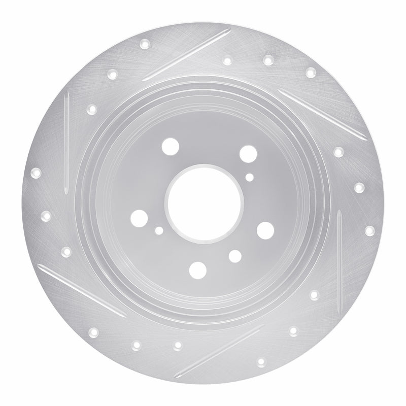 R1 95-99 Toyota Avalon Rear Right Drilled & Slotted Silver Brake Rotor-Brake Rotors - Slot & Drilled-Grocery Getter Performance