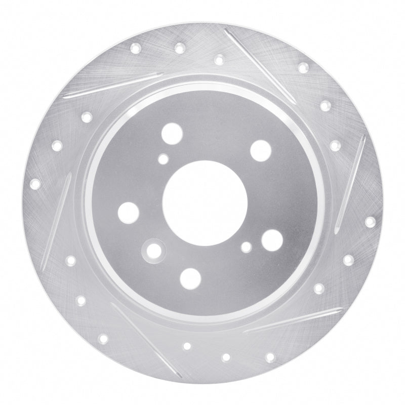R1 95-99 Toyota Avalon Rear Right Drilled & Slotted Silver Brake Rotor-Brake Rotors - Slot & Drilled-Grocery Getter Performance