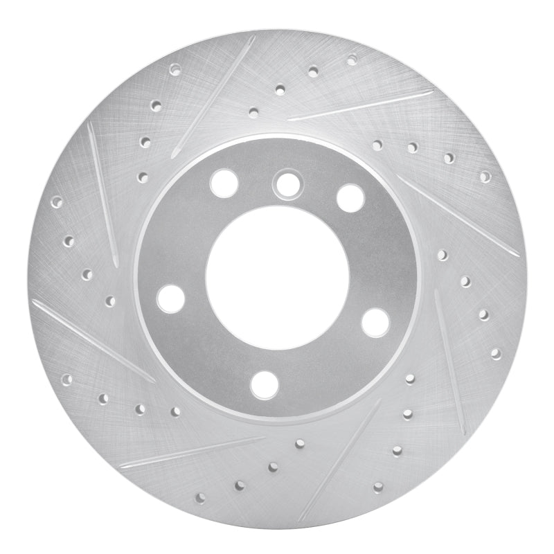 R1 96-03 BMW 525I (USA/Canada) Front Left Drilled & Slotted Silver Brake Rotor-Brake Rotors - Slot & Drilled-Grocery Getter Performance
