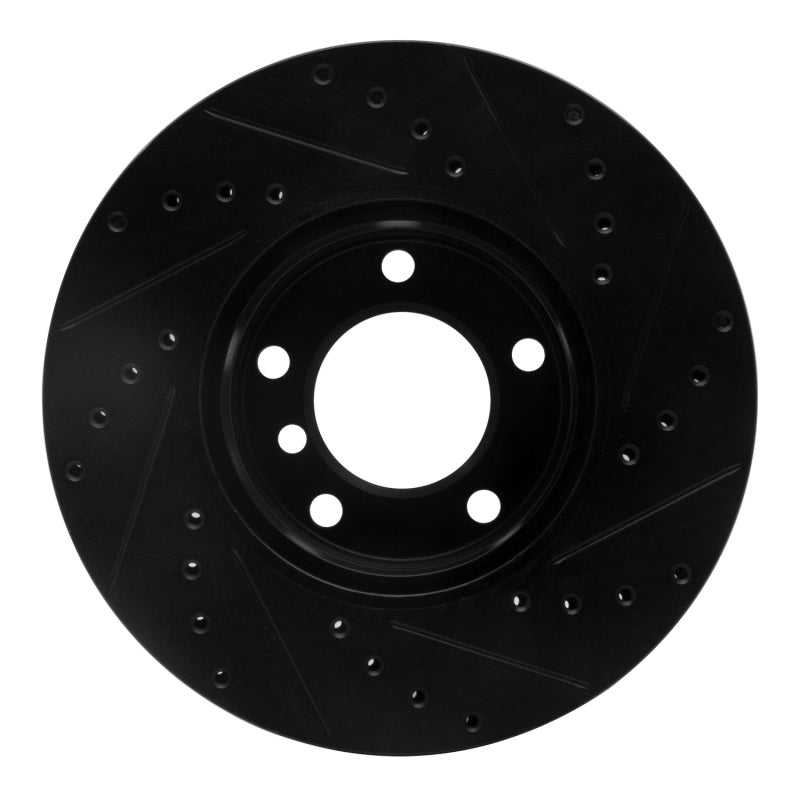 R1 96-03 BMW 528I Front Left Drilled & Slotted Black Brake Rotor-Brake Rotors - Slot & Drilled-Grocery Getter Performance