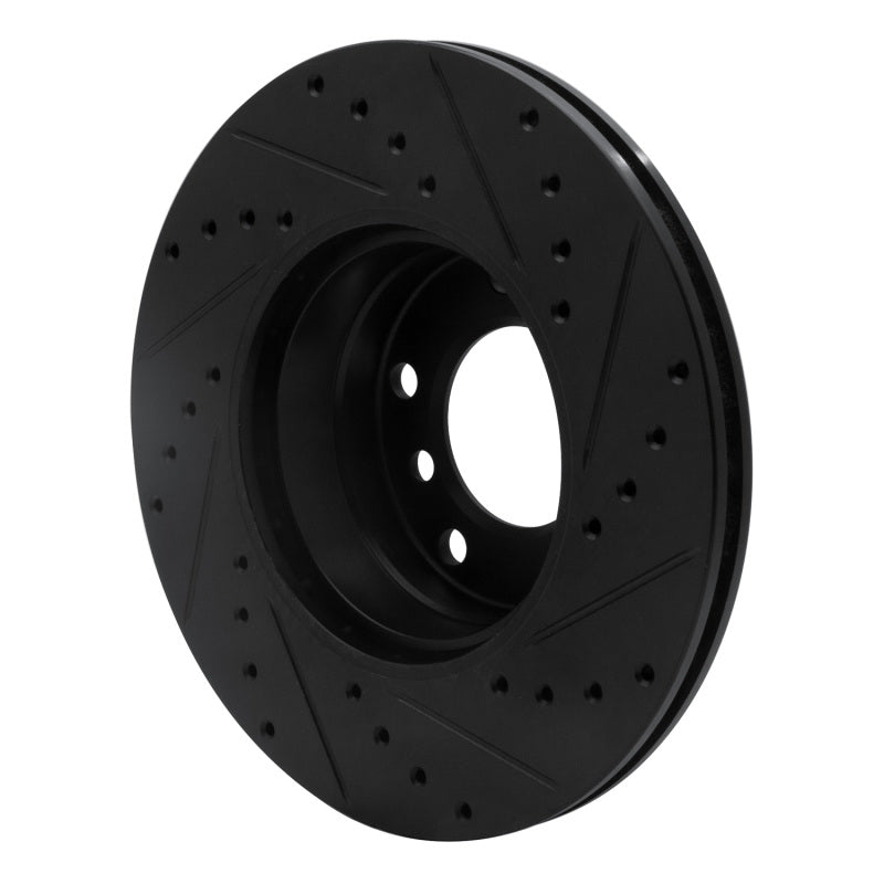 R1 96-03 BMW 528I Front Left Drilled & Slotted Black Brake Rotor-Brake Rotors - Slot & Drilled-Grocery Getter Performance