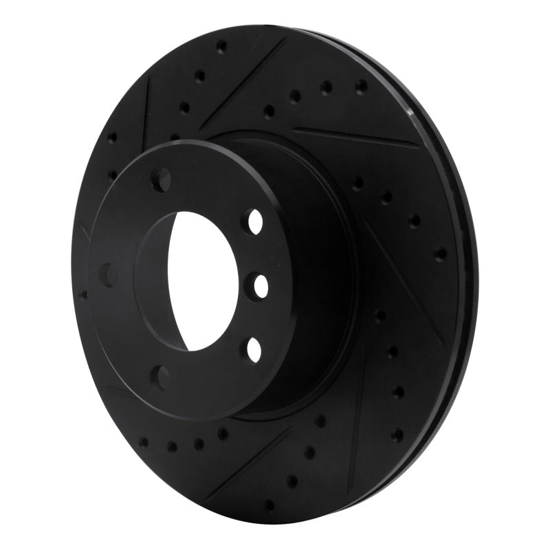 R1 96-03 BMW 528I Front Left Drilled & Slotted Black Brake Rotor-Brake Rotors - Slot & Drilled-Grocery Getter Performance