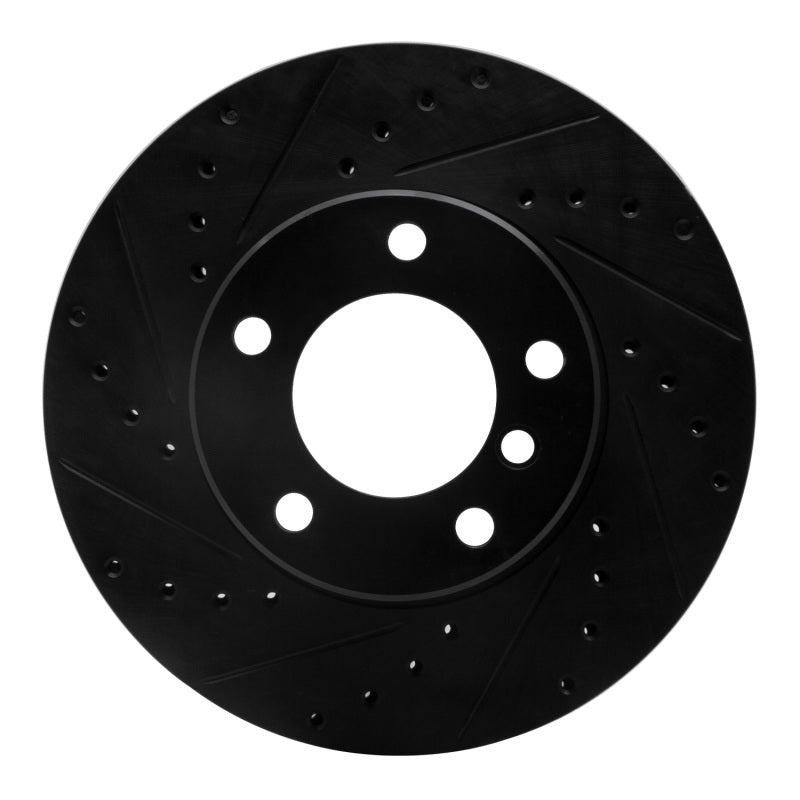 R1 96-03 BMW 528I Front Left Drilled & Slotted Black Brake Rotor-Brake Rotors - Slot & Drilled-Grocery Getter Performance