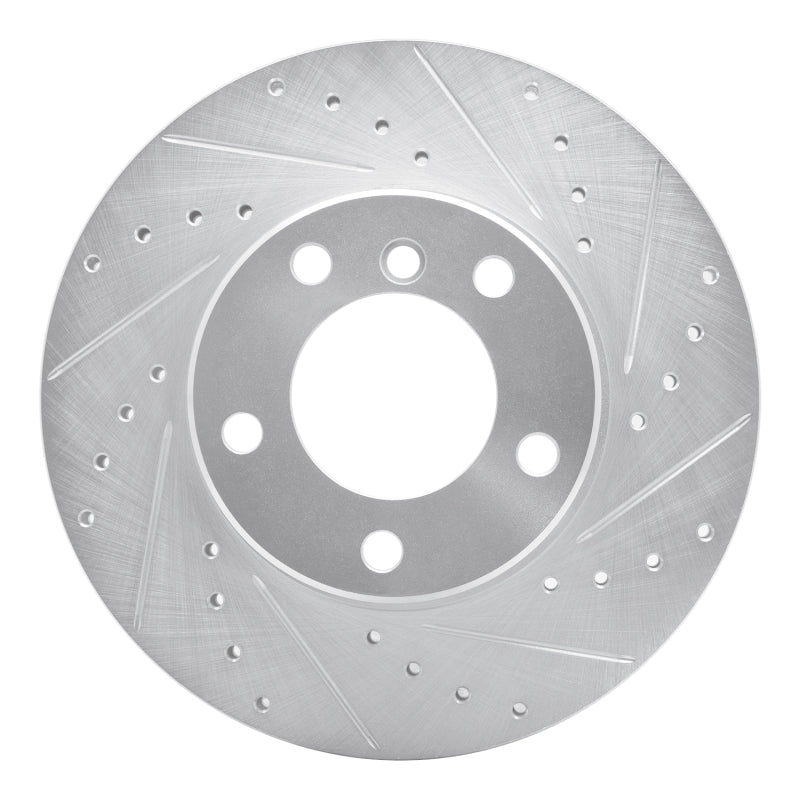 R1 96-03 BMW 528I Front Right Drilled & Slotted Silver Brake Rotor-Brake Rotors - Slot & Drilled-Grocery Getter Performance