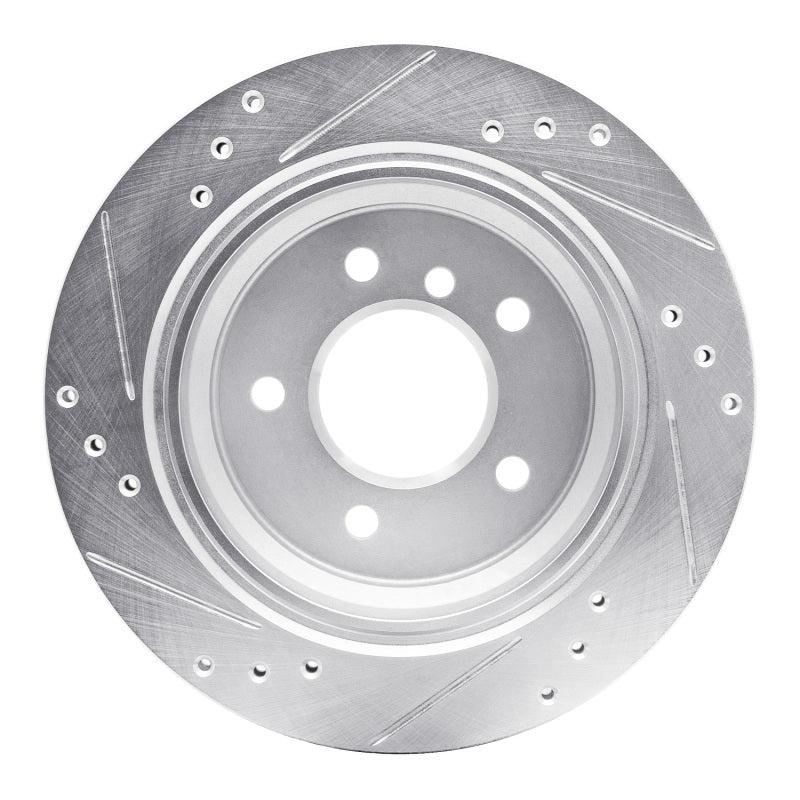 R1 96-03 BMW 528I Rear Right Drilled & Slotted Silver Brake Rotor-Brake Rotors - Slot & Drilled-Grocery Getter Performance