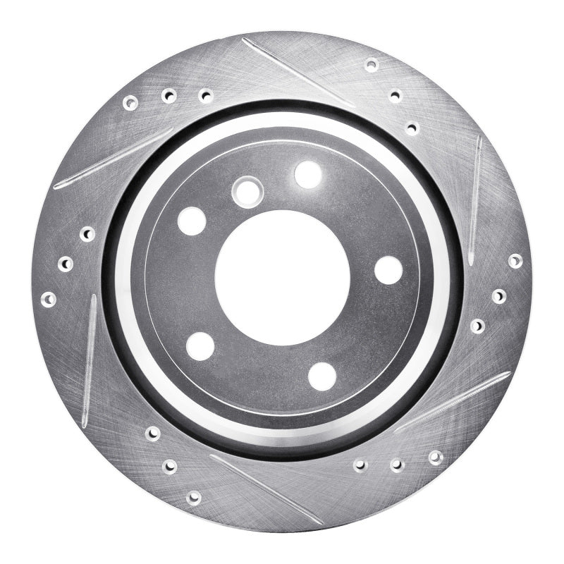 R1 96-03 BMW 528I Rear Right Drilled & Slotted Silver Brake Rotor-Brake Rotors - Slot & Drilled-Grocery Getter Performance