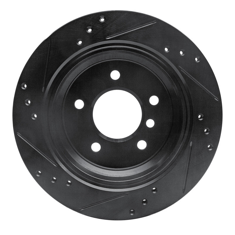 R1 96-03 BMW 540I Rear Right Drilled & Slotted Black Brake Rotor-Brake Rotors - Slot & Drilled-Grocery Getter Performance