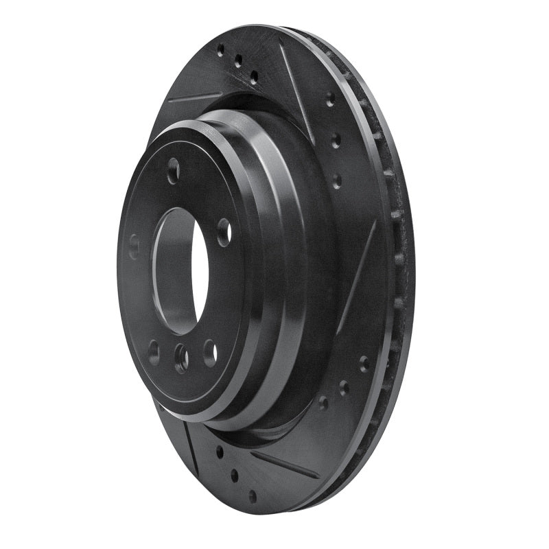 R1 96-03 BMW 540I Rear Right Drilled & Slotted Black Brake Rotor-Brake Rotors - Slot & Drilled-Grocery Getter Performance