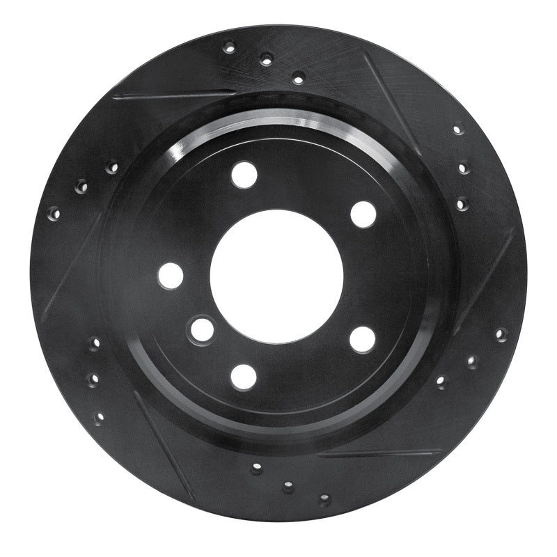 R1 96-03 BMW 540I Rear Right Drilled & Slotted Black Brake Rotor-Brake Rotors - Slot & Drilled-Grocery Getter Performance