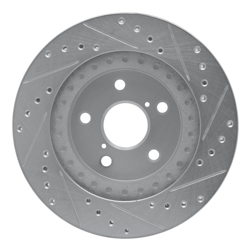 R1 96-03 Toyota RAV4 Front Left Drilled & Slotted Silver Brake Rotor-Brake Rotors - Slot & Drilled-Grocery Getter Performance