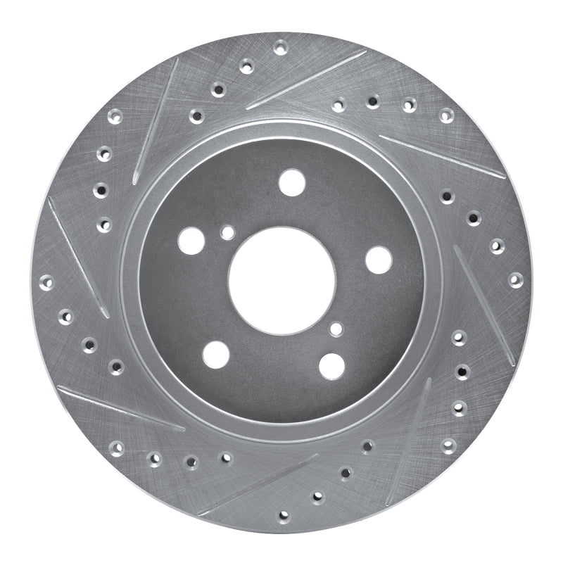 R1 96-03 Toyota RAV4 Front Left Drilled & Slotted Silver Brake Rotor-Brake Rotors - Slot & Drilled-Grocery Getter Performance