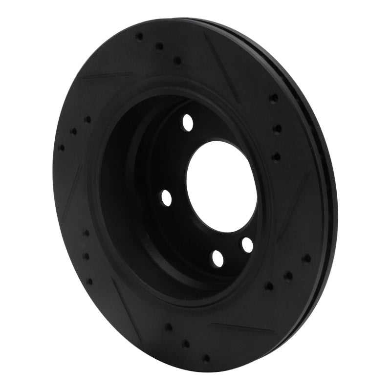 R1 96-05 BMW 323I Rear Left Drilled & Slotted Black Brake Rotor-Brake Rotors - Slot & Drilled-Grocery Getter Performance