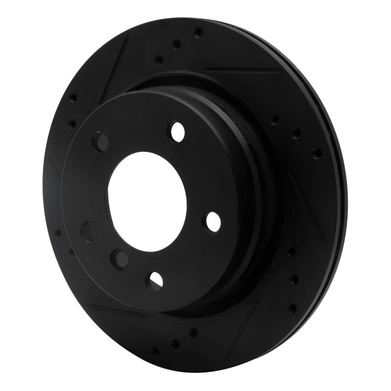 R1 96-05 BMW 323I Rear Left Drilled & Slotted Black Brake Rotor-Brake Rotors - Slot & Drilled-Grocery Getter Performance