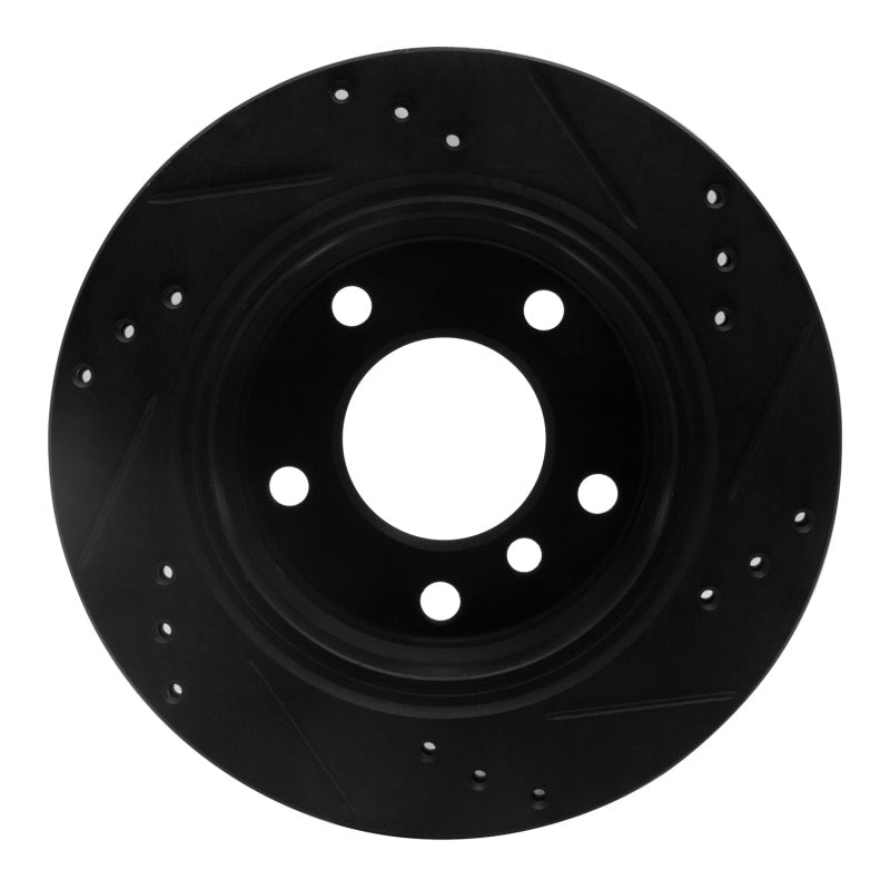 R1 96-05 BMW 323I Rear Left Drilled & Slotted Black Brake Rotor-Brake Rotors - Slot & Drilled-Grocery Getter Performance