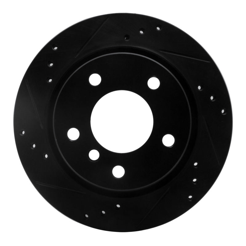 R1 96-05 BMW 323I Rear Left Drilled & Slotted Black Brake Rotor-Brake Rotors - Slot & Drilled-Grocery Getter Performance