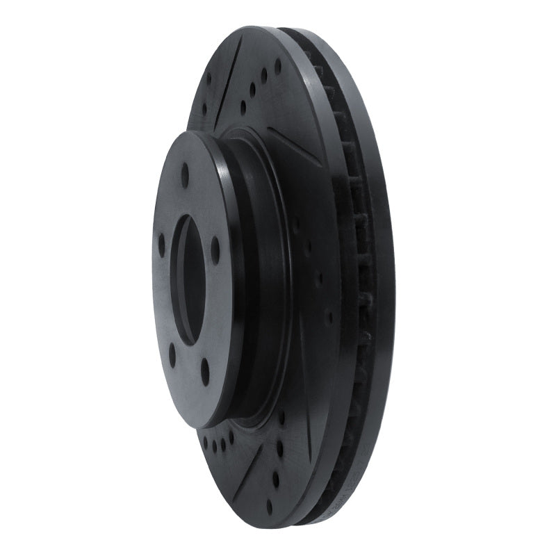 R1 96-98 Mazda MPV Front Left Drilled & Slotted Black Brake Rotor-Brake Rotors - Slot & Drilled-Grocery Getter Performance