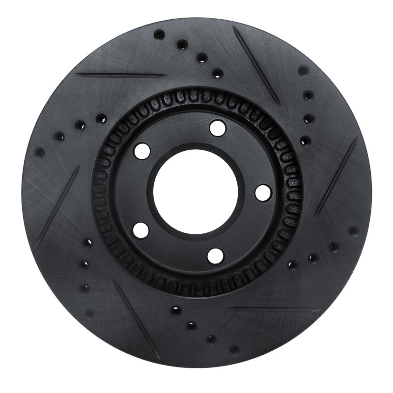 R1 96-98 Mazda MPV Front Left Drilled & Slotted Black Brake Rotor-Brake Rotors - Slot & Drilled-Grocery Getter Performance