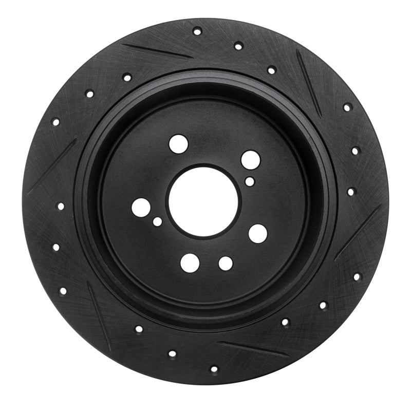 R1 96-99 Toyota Celica Rear Left Drilled & Slotted Black Brake Rotor-Brake Rotors - Slot & Drilled-Grocery Getter Performance
