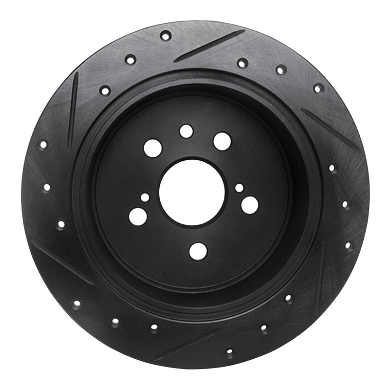R1 96-99 Toyota Celica Rear Right Drilled & Slotted Black Brake Rotor-Brake Rotors - Slot & Drilled-Grocery Getter Performance