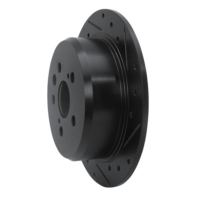 R1 96-99 Toyota Celica Rear Right Drilled & Slotted Black Brake Rotor-Brake Rotors - Slot & Drilled-Grocery Getter Performance