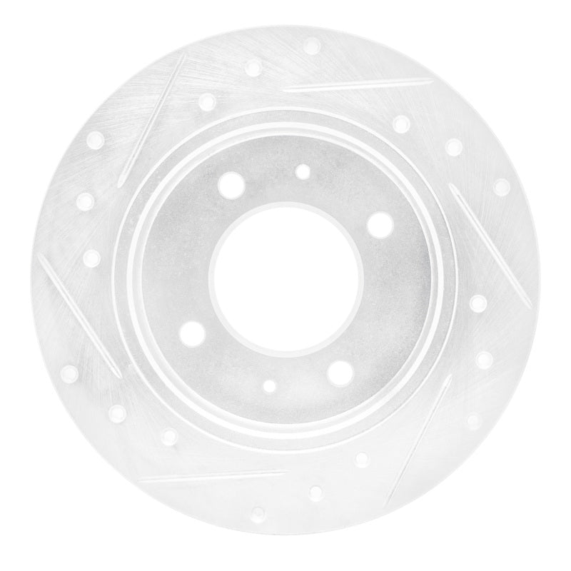 R1 97-06 Hyundai Elantra Rear Right Drilled & Slotted Silver Brake Rotor-Brake Rotors - Slot & Drilled-Grocery Getter Performance