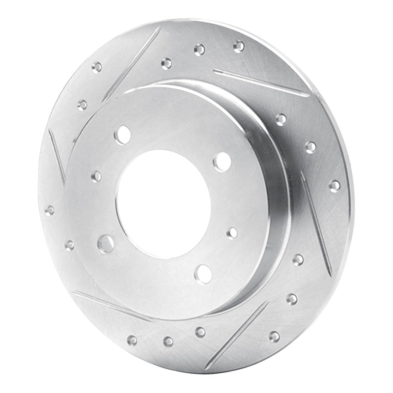 R1 97-06 Hyundai TIBURON Rear Left Drilled & Slotted Silver Brake Rotor-Brake Rotors - Slot & Drilled-Grocery Getter Performance