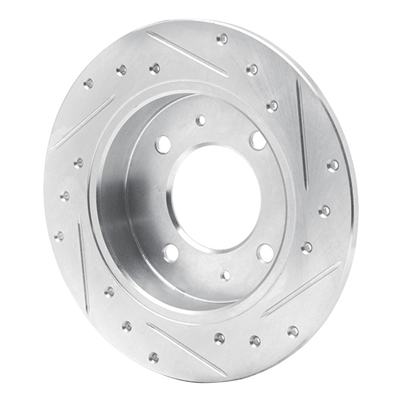 R1 97-06 Hyundai TIBURON Rear Left Drilled & Slotted Silver Brake Rotor-Brake Rotors - Slot & Drilled-Grocery Getter Performance