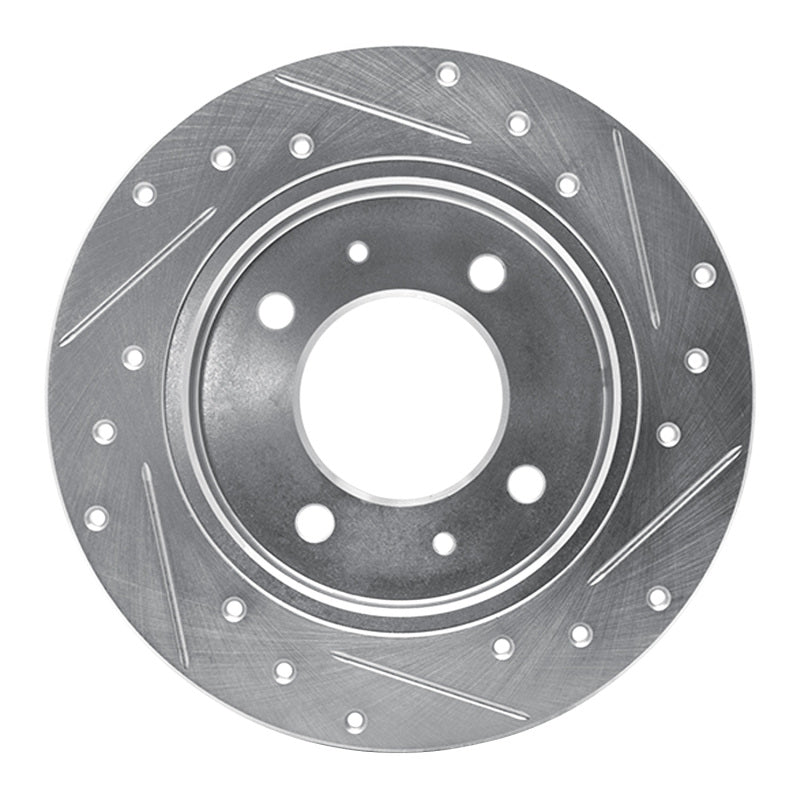 R1 97-06 Hyundai TIBURON Rear Left Drilled & Slotted Silver Brake Rotor-Brake Rotors - Slot & Drilled-Grocery Getter Performance